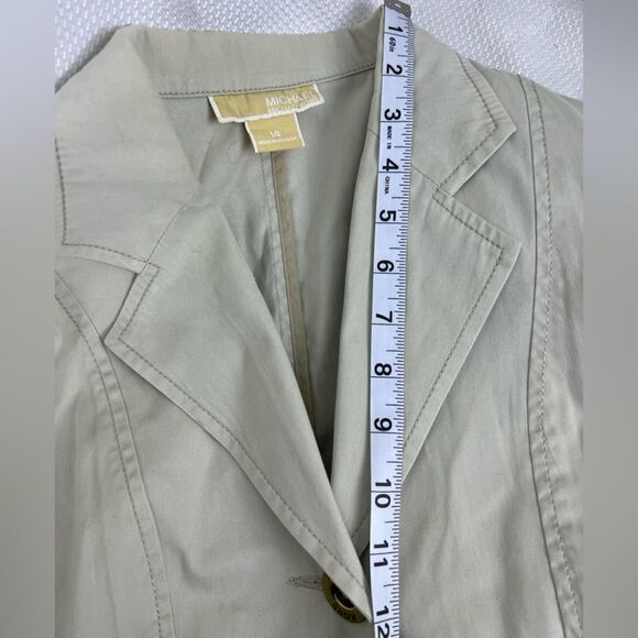 Michael Kors Womens One Button Blazer Suit Jacket Tan 100% Cotton Size 14 - Picture 5 of 12